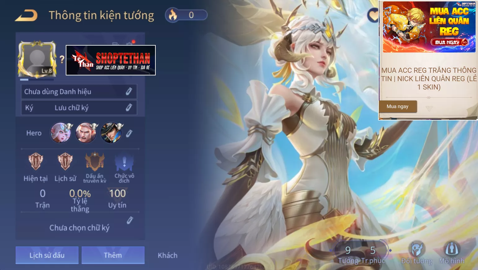 ACC REG Telannas thiên vũ thần long, sẵn tướng, trắng thông tin, free đổi tên… bao ban/bao back